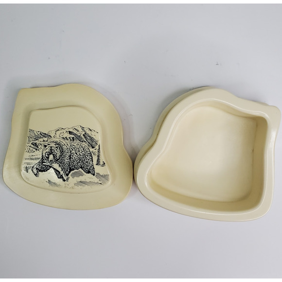 Rustic Black Bear Trinket Jewelry Box Cabin Rustic Lodge Decor Soapstone - Picture 3 of 10